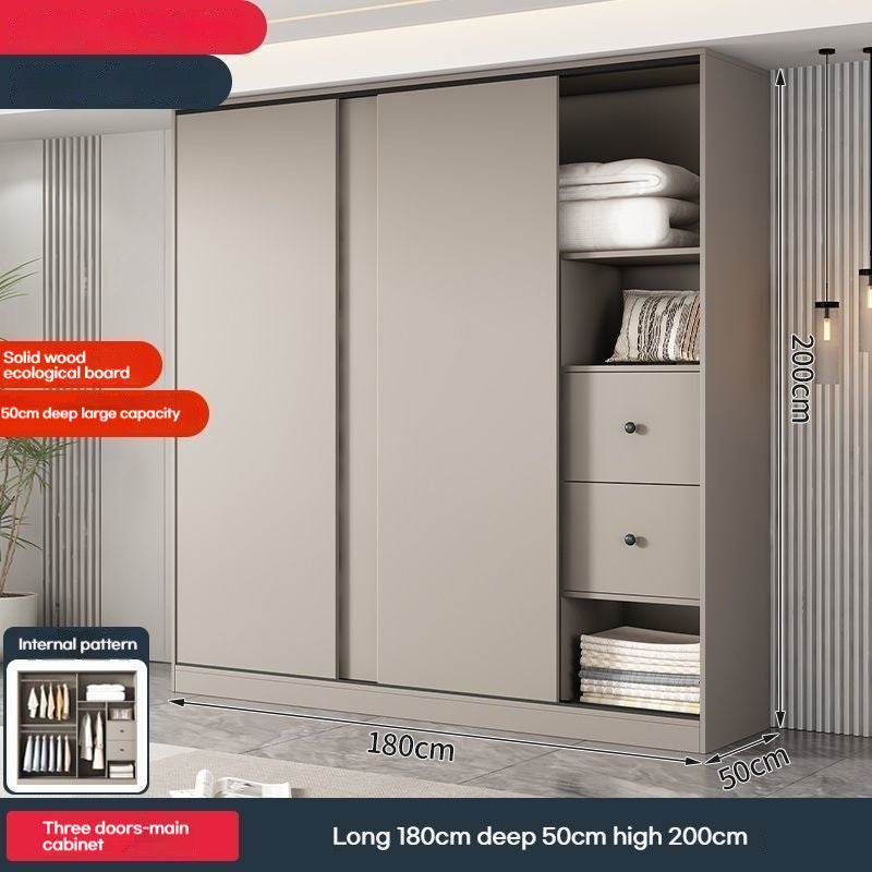 Solid Wood Home Bedroom Cream Wind Small House Modern Simple Multi-size Cabinet Top Side Wardrobe