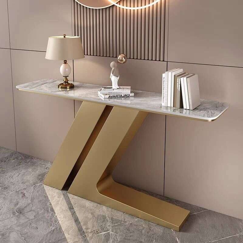 Light luxury tea Italian style room divider semi-circular modern, minimalist, wall-mounted, stone console table, end table