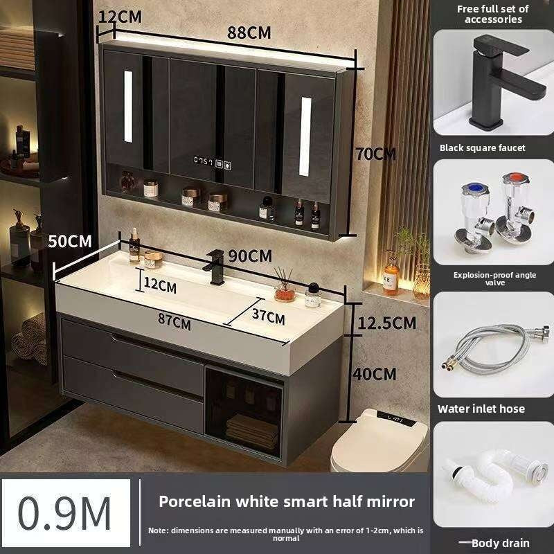 QW- Real Wood Storage Cabinet Smart Mirror in the Bathroom Sink Set