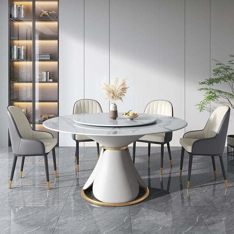 BKK Ready StockModern Luxury Round Marble Dining Table Set with Rotating Base Premium Italian Style For home use