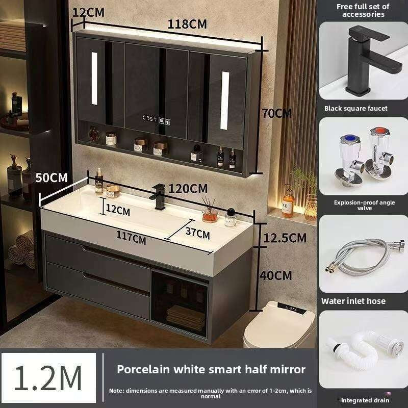 QW- Real Wood Storage Cabinet Smart Mirror in the Bathroom Sink Set