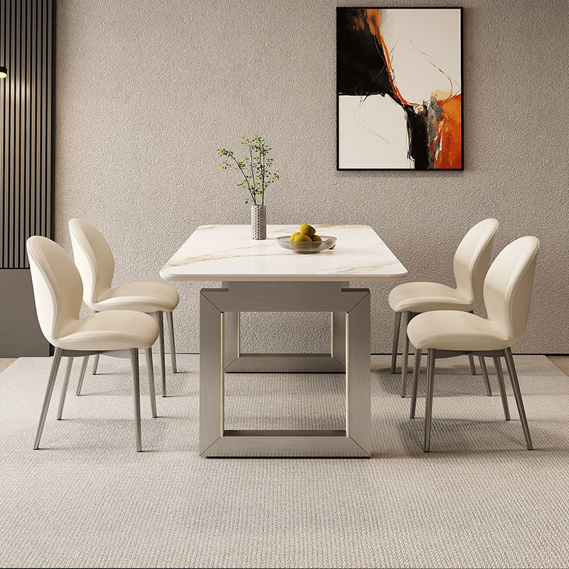 Luxurious Italian Dining Table and Bench Chair Set - Simple design, high-end luxury, creates a refined dining experience.