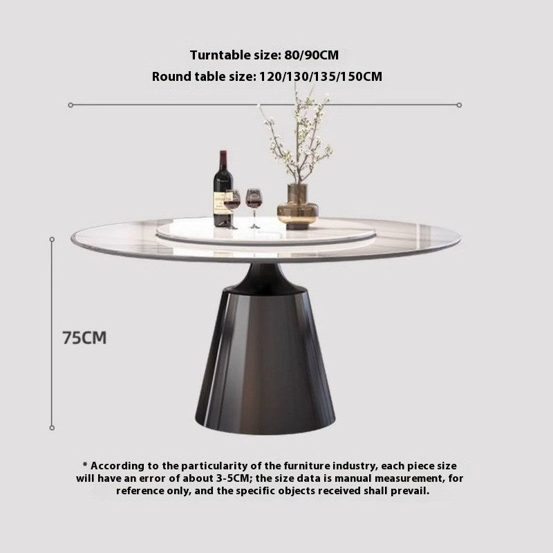 Elegant and simple marble dining table with round rotating base, modern Italian style, premium grade for families.