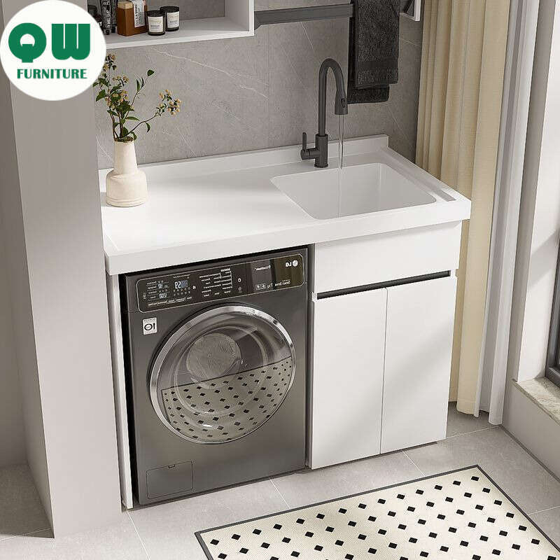 QW- Stainless Steel Storage Cabinet Bathroom Sink Washing Machine Counter