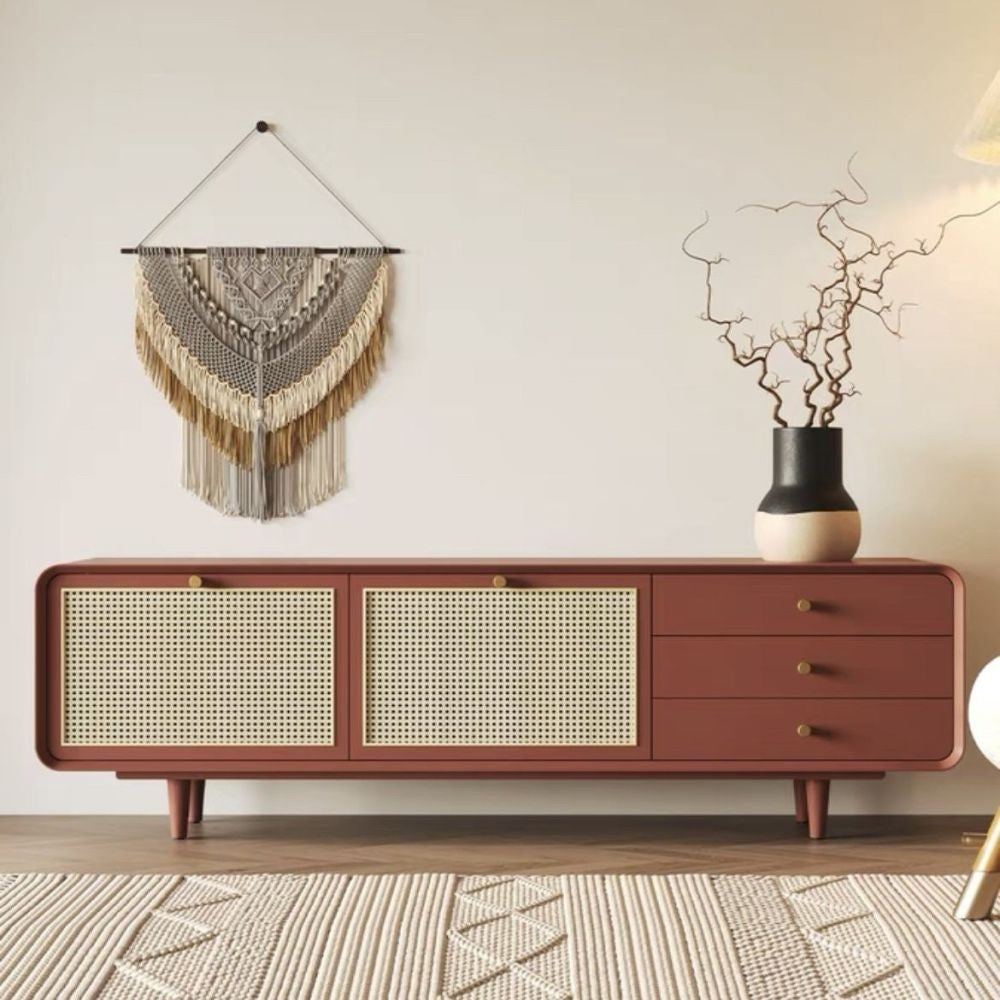 Nordic simple luxury solid wood living room coffee table cabinet combined large capacity TV shelf