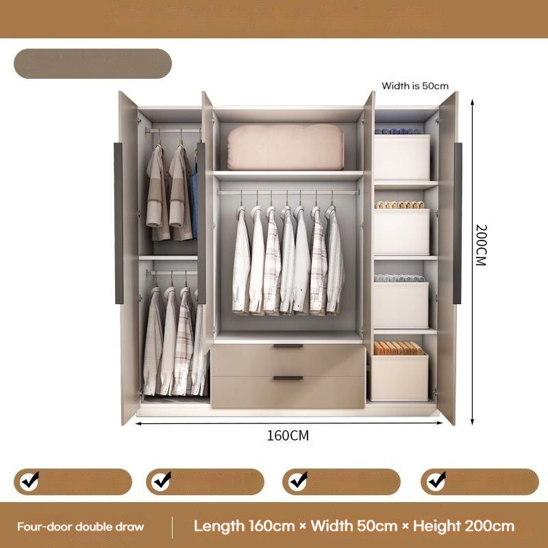 Solid Wood Home Bedroom Easy Assembly Two Door Storage Cabinet Small Wardrobe