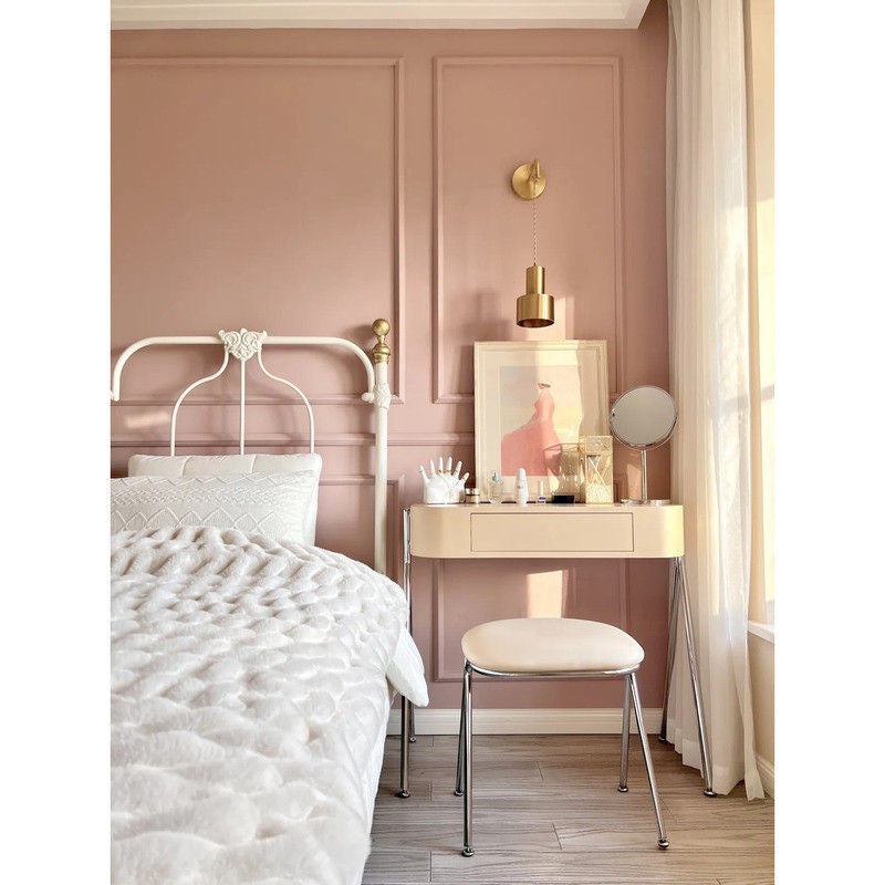 Nordic Light Luxury Simple Small Home Drawer Mirror Dressing Table Solid Wood One Makeup Storage