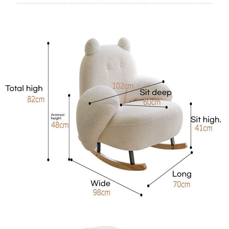 Cream Wind Single Rocking Living Room Little Bear Chair Sofa Bedroom Leisure