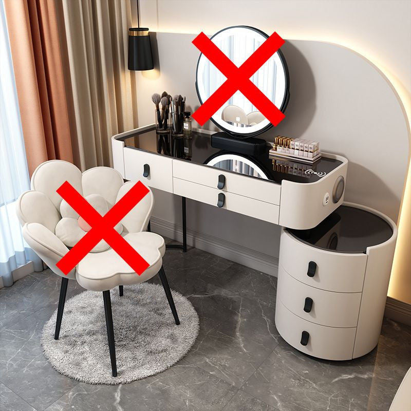 Simple solid wood smart bedroom table, multi-purpose dressing table with mirror, complete set