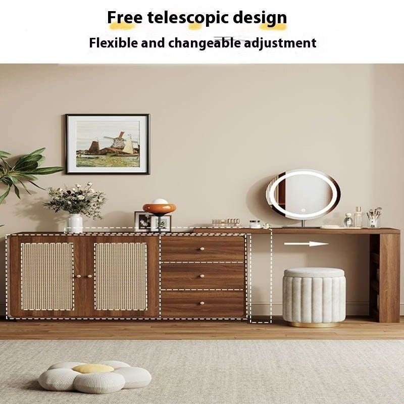 Rattan Woven Round Solid Wood Cabinet One Dressing Table Main Bedroom Corner Foldable