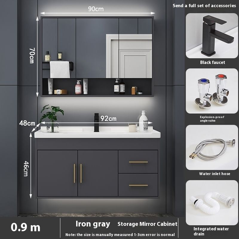 QW- Bathroom Smart Cabinet Modern Simple Ceramic Integrated Basin Washbasin Washstand Set
