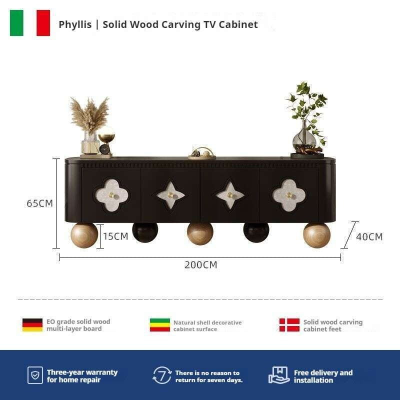 Nordic Medium Cream Wind Design Sense TV Living Room Storage Solid Wood Small Shell Home Floor Cabinet