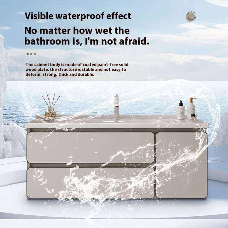 QW- Real wood storage cabinet smart mirror in the bathroom, bathroom sink