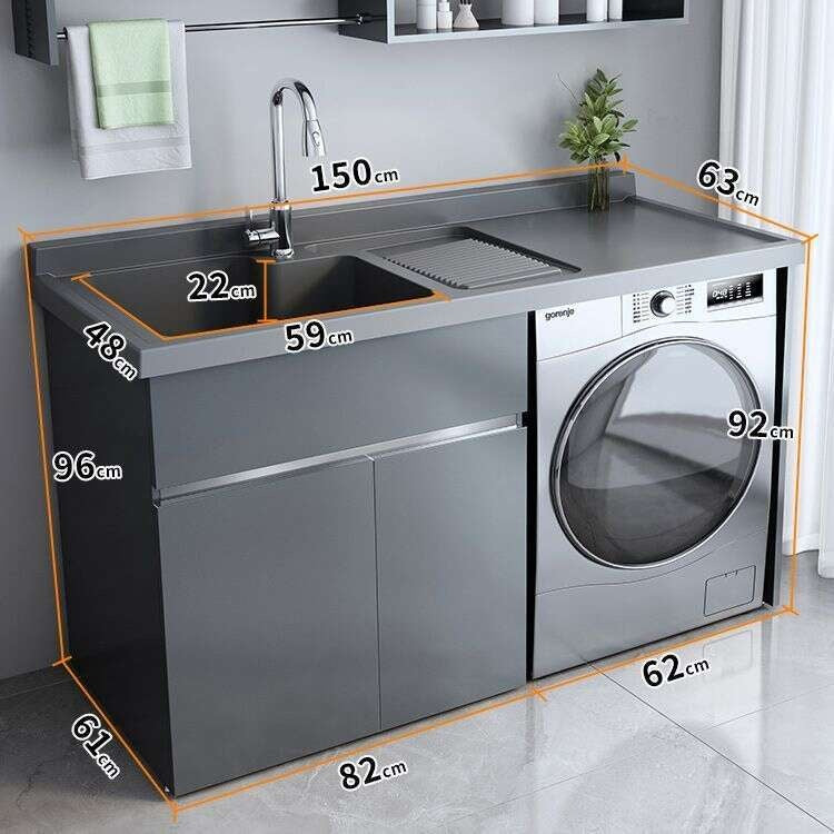QW- Stainless Steel Storage Cabinet Bathroom Sink Washing Machine Counter