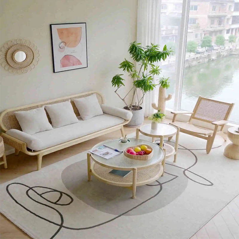 French Solid Wood Knitted Sofa Lazy Living Room Rattan Creative Small Indoor Leisure Chair