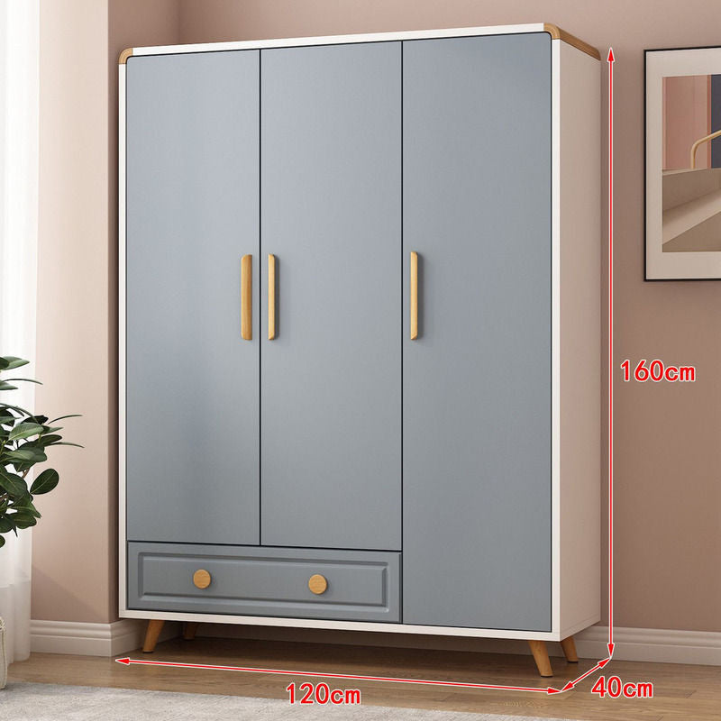 Solid Wood Bedroom Double Open Door Storage Cabinet Simple Wardrobe Multiple Sizes