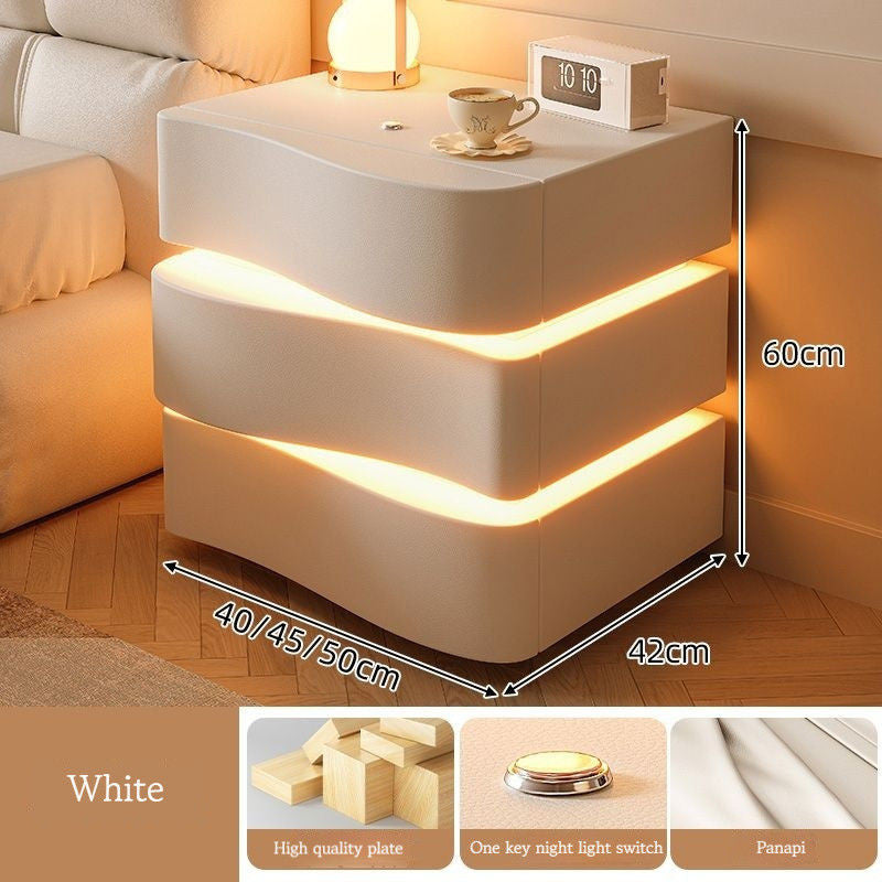 Modern and simple bedside table plus three shelves with multi-purpose light, wind cream.
