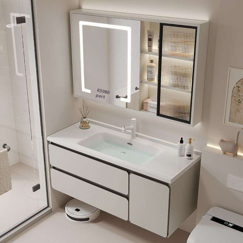 QW- Real wood storage cabinet smart mirror in the bathroom, bathroom sink