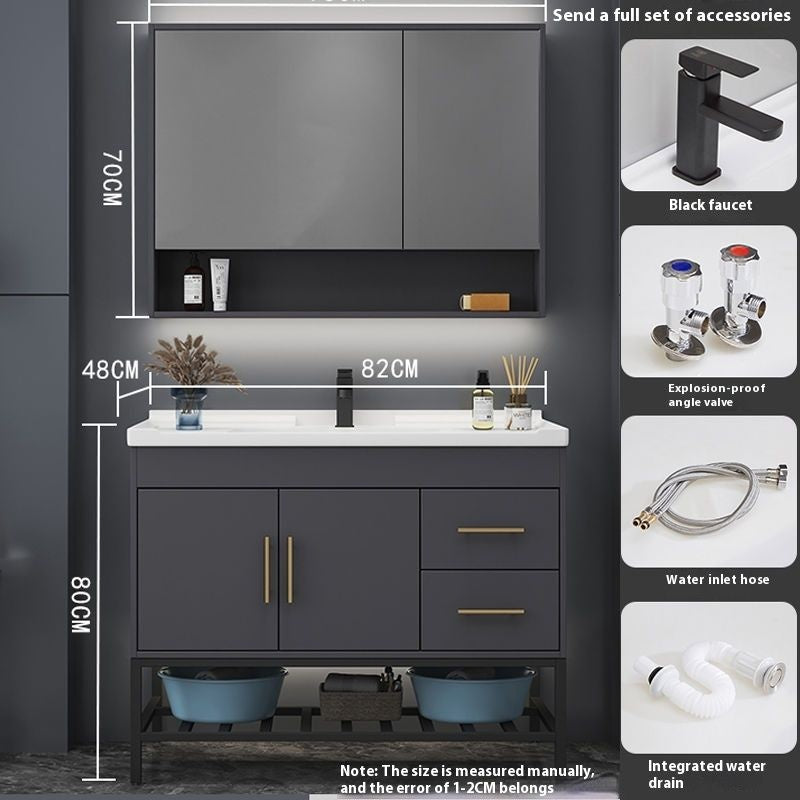 QW- Bathroom Smart Cabinet Modern Simple Ceramic Integrated Basin Washbasin Washstand Set