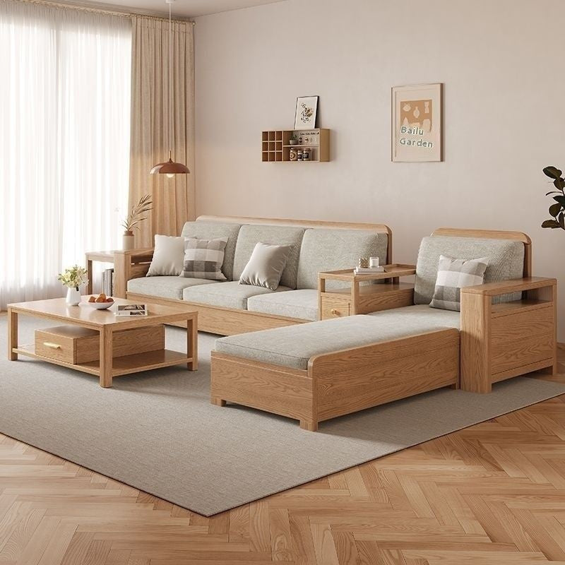 Nordic Fabric Solid Wood Furniture, Single Sofa, Double Sofa