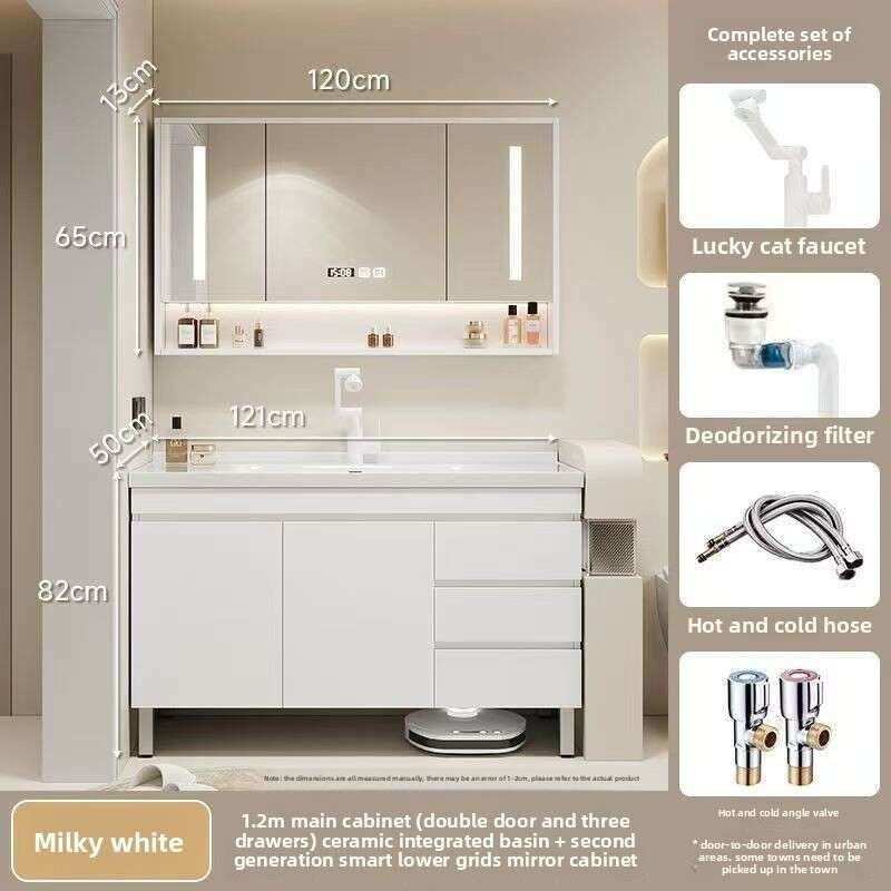 QW- Real Wood Storage Smart Mirror Cabinet Sink Set in the Bathroom