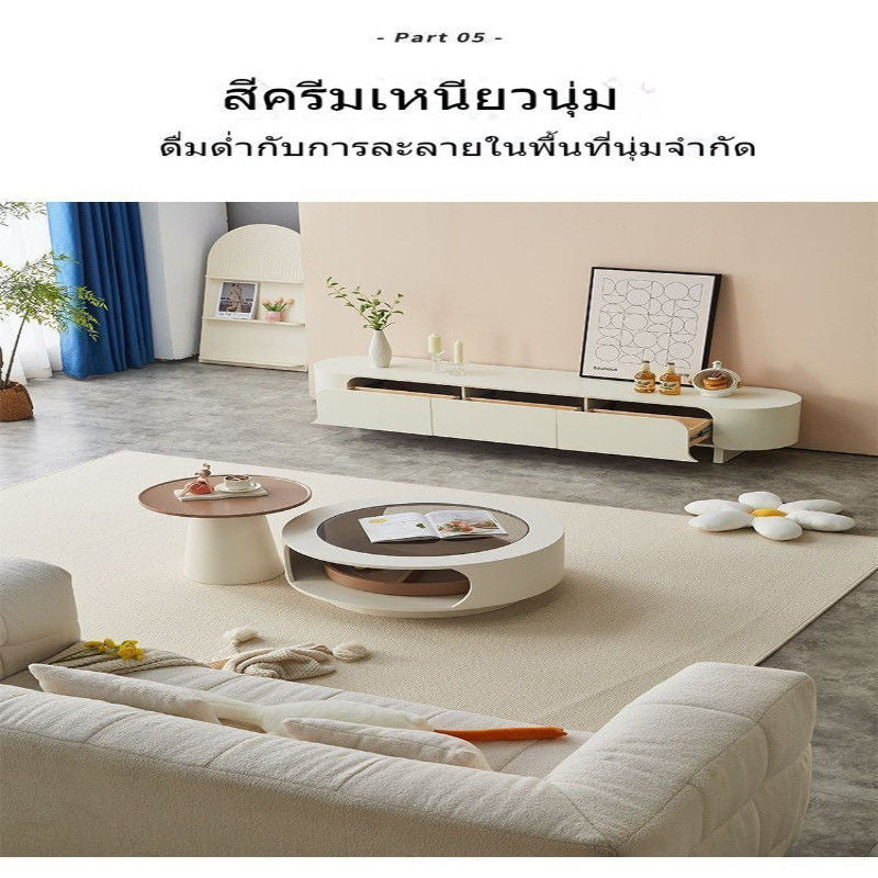 Nordic Wind Light Luxury Fashion Coffee Side Table TV Cabinet Multiple Cabinets Including Small Mirror Modern Style