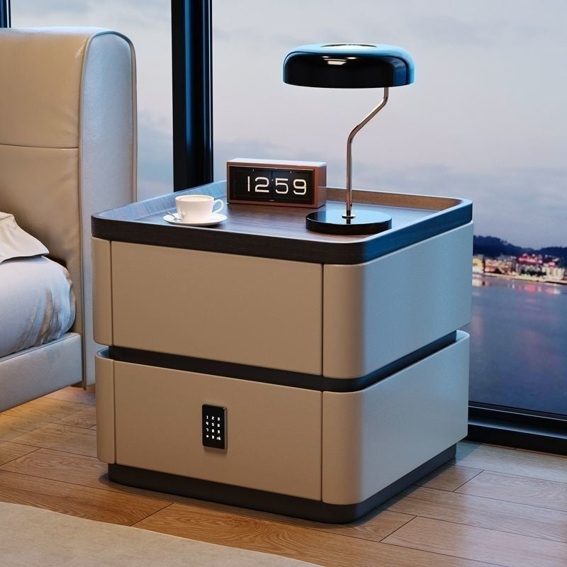 Elegant Decorative Table with Lock Modern Home Bedroom Italian Style Simple Storage Bedside Cabinet High-end Feeling