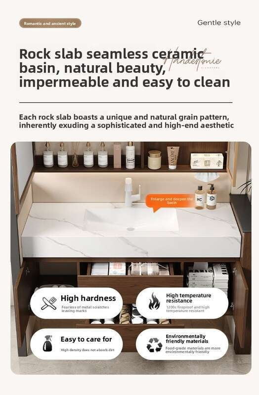 QW- Custom-made Real Wood Storage Smart Mirror Cabinet for Bathroom, Bathroom Sink Set