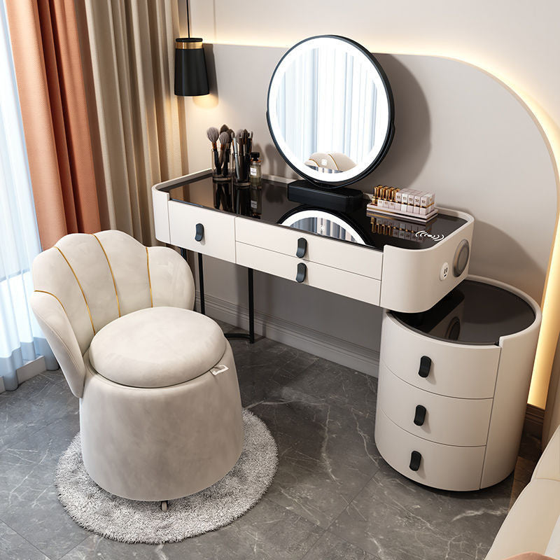 Simple solid wood smart bedroom table, multi-purpose dressing table with mirror, complete set