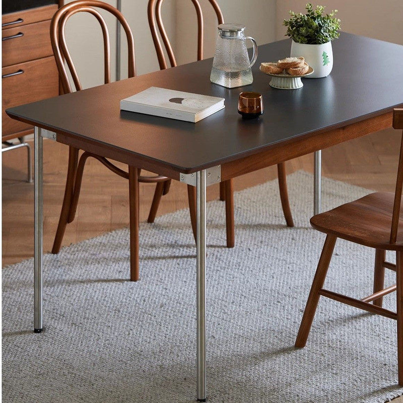 Nordic Style Dining Set with Solid Wood Top Square Table and Chairs