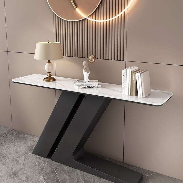Light luxury tea Italian style room divider semi-circular modern, minimalist, wall-mounted, stone console table, end table