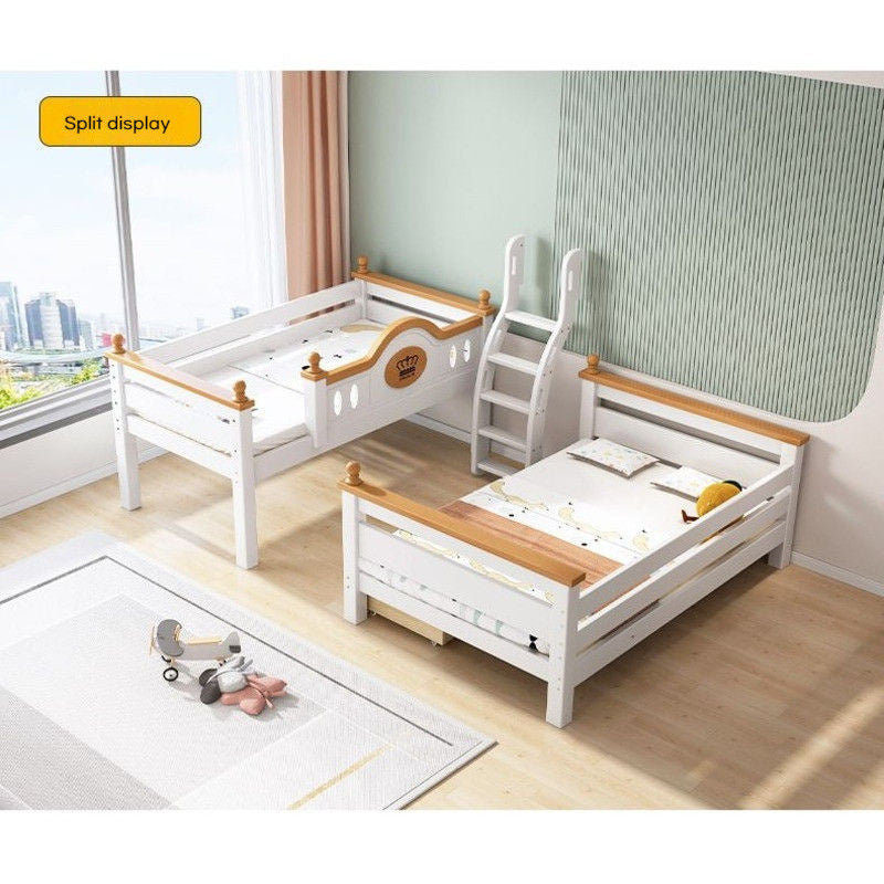 European Style Multifunctional Full Solid Wood High Low Children's Upper and Lower Mother Wooden Bunk Bed