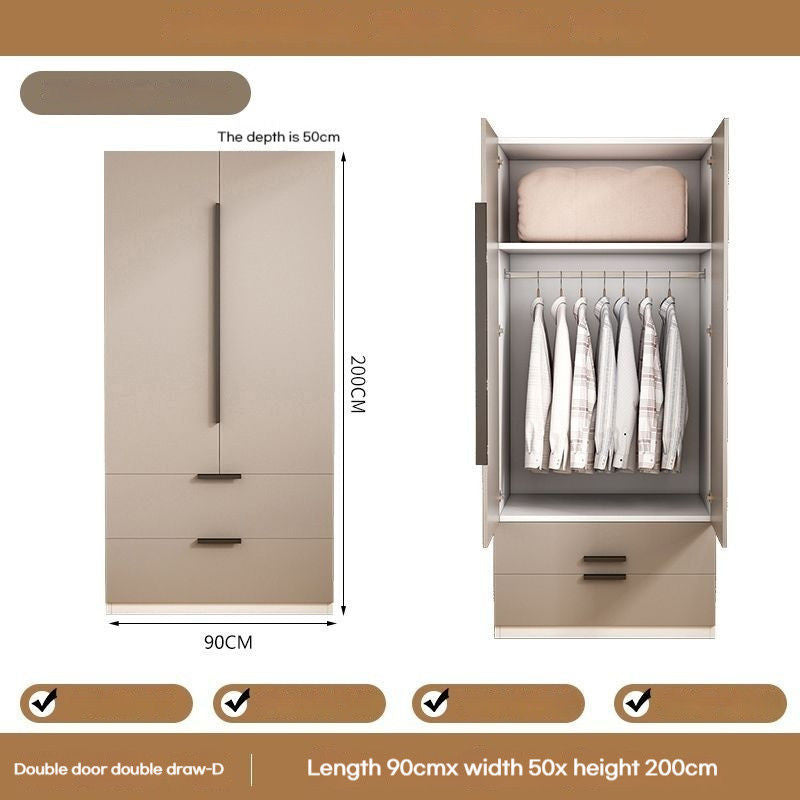 Solid Wood Home Bedroom Easy Assembly Two Door Storage Cabinet Small Wardrobe