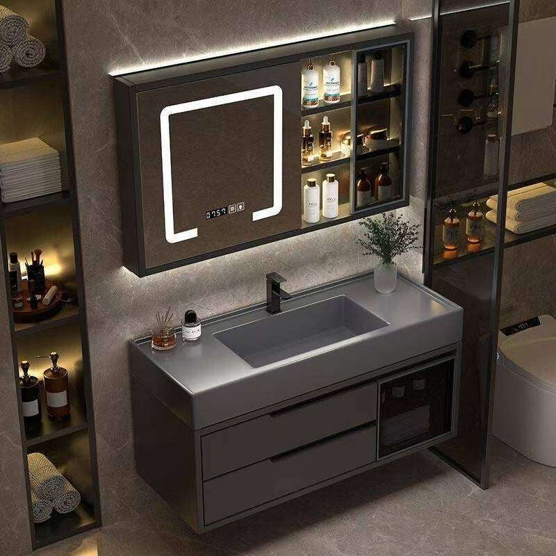 QW- Real Wood Storage Cabinet Smart Mirror in the Bathroom Sink Set