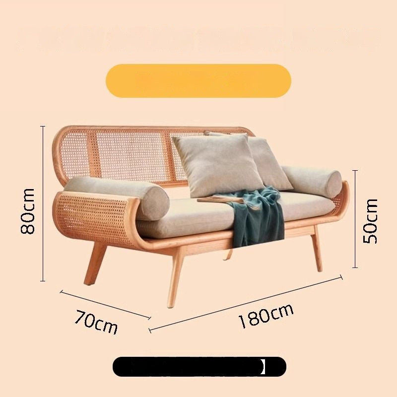 French Solid Wood Knitted Sofa Lazy Living Room Rattan Creative Small Indoor Leisure Chair