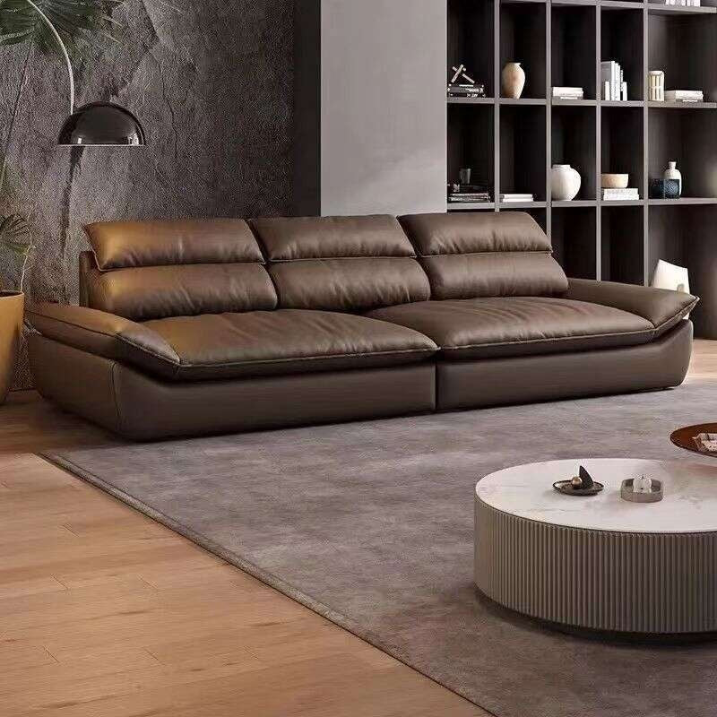 Sailing high living room, Italian luxury leather sofa, light