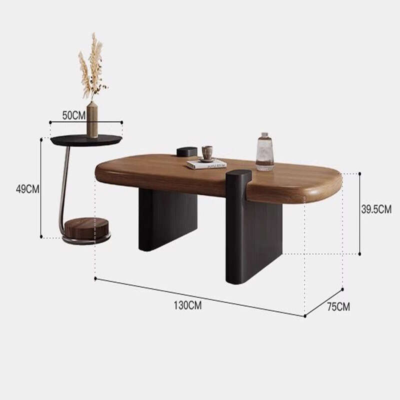 Oval Solid Wood Simple Log Living Room Home Coffee Table