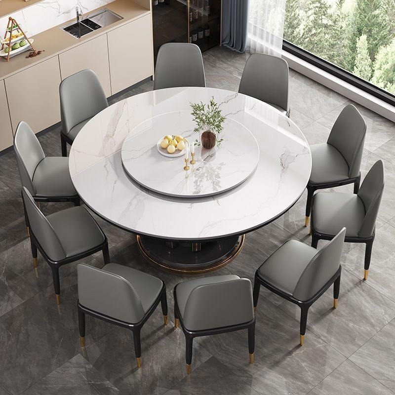 Elegant Italian Style Marble Dining Table Simple, modern, round shape, light and shadow for home use.