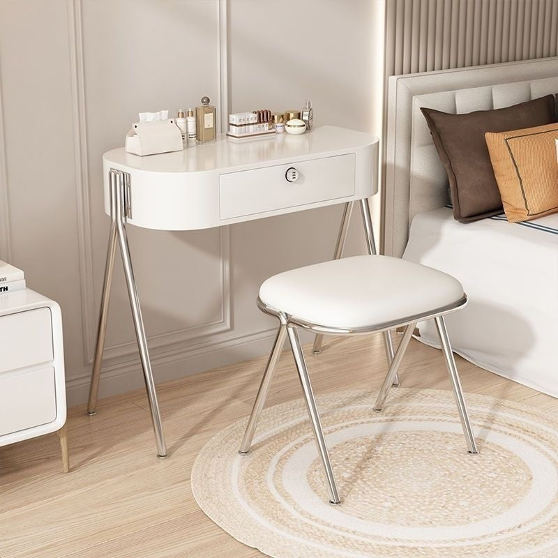 Nordic Light Luxury Simple Small Home Drawer Mirror Dressing Table Solid Wood One Makeup Storage