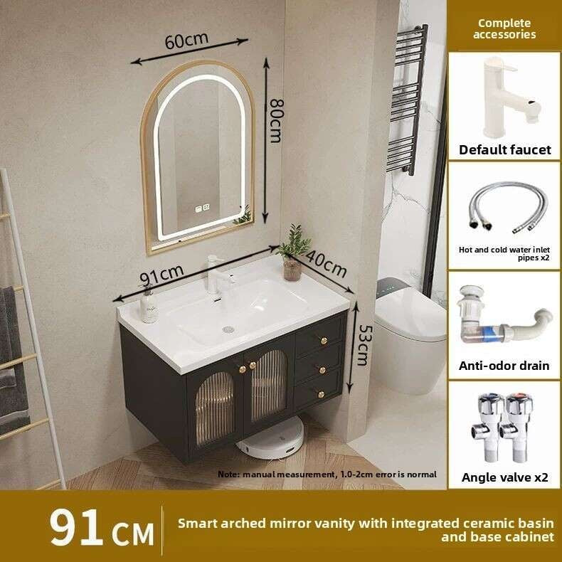 QW- Smart glass cabinet for bathroom storage, width 40 cm.