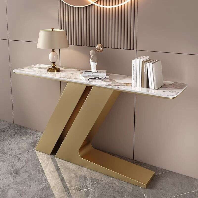 Light luxury tea Italian style room divider semi-circular modern, minimalist, wall-mounted, stone console table, end table
