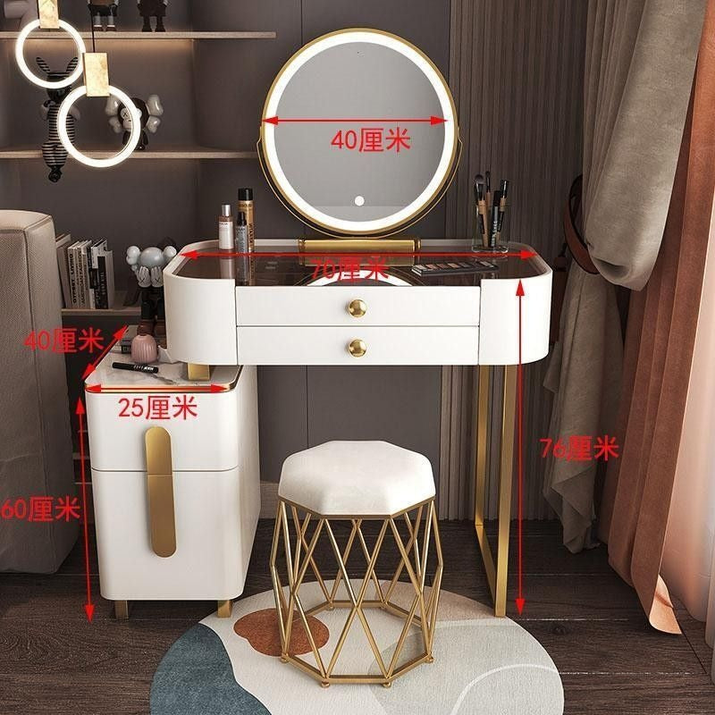Modern Simple Dressing Table Bedside Storage Cabinet Bedroom Makeup Multifunctional Mirror Chair