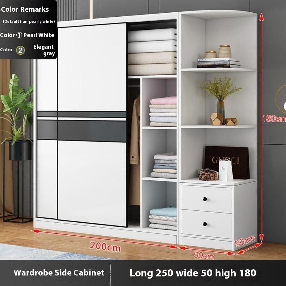 Solid wood home bedroom sliding door large wardrobe simple modern cabinet