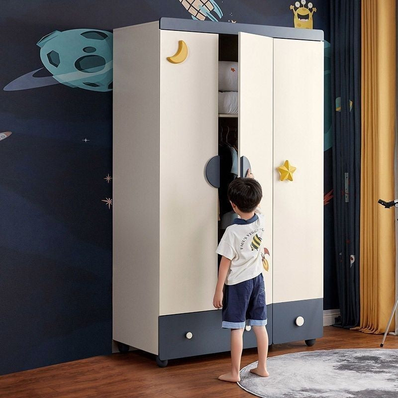 Wood Modern Simplicity Kids Closet Home Small Bedroom 3 Doors Prefabricated Wardrobe Cabinet