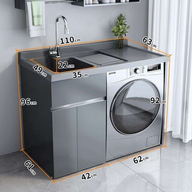 QW- Stainless Steel Storage Cabinet Bathroom Sink Washing Machine Counter