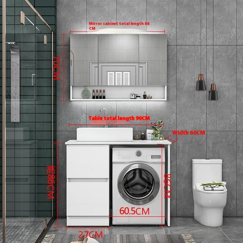 QW- Real Wood Storage Cabinet Bathroom Sink Set Washing Machine Table