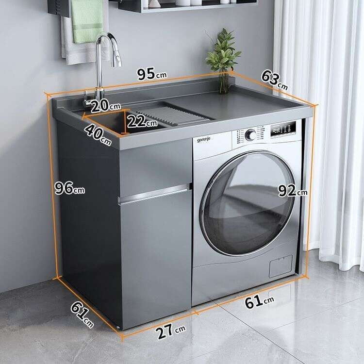 QW- Stainless Steel Storage Cabinet Bathroom Sink Washing Machine Counter