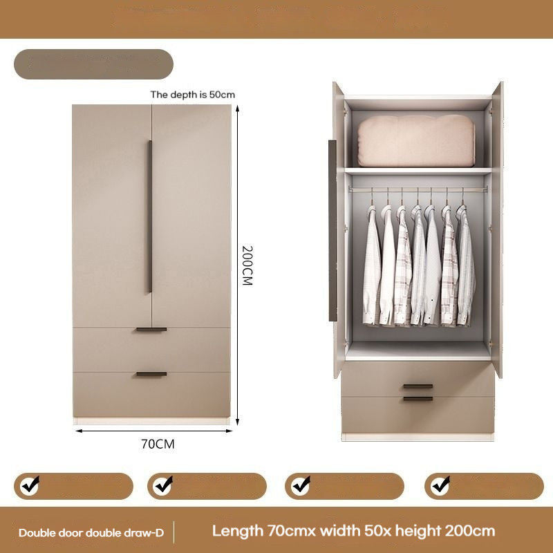 Solid Wood Home Bedroom Easy Assembly Two Door Storage Cabinet Small Wardrobe