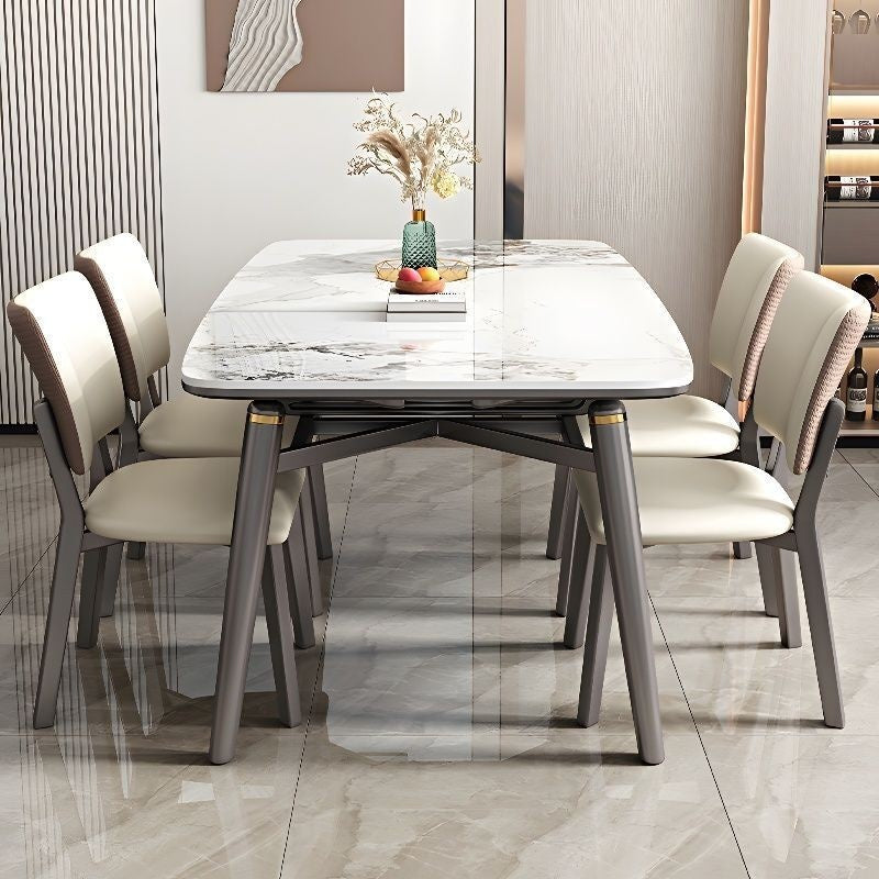 BKK Ready Stock Elegant Marble Pattern Dining Table, Genuine Wood, Expandable, Foldable, Round-Square Modern