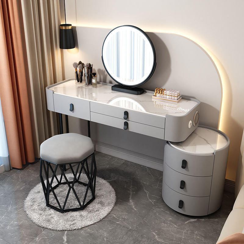 Simple solid wood smart bedroom table, multi-purpose dressing table with mirror, complete set